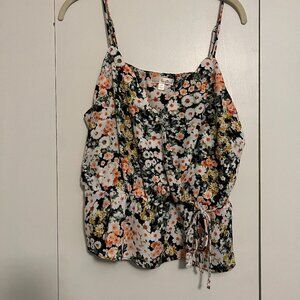 Nine Britton Tillie Faux Wrap Cropped Blouse, Floral, NWT, Size LP